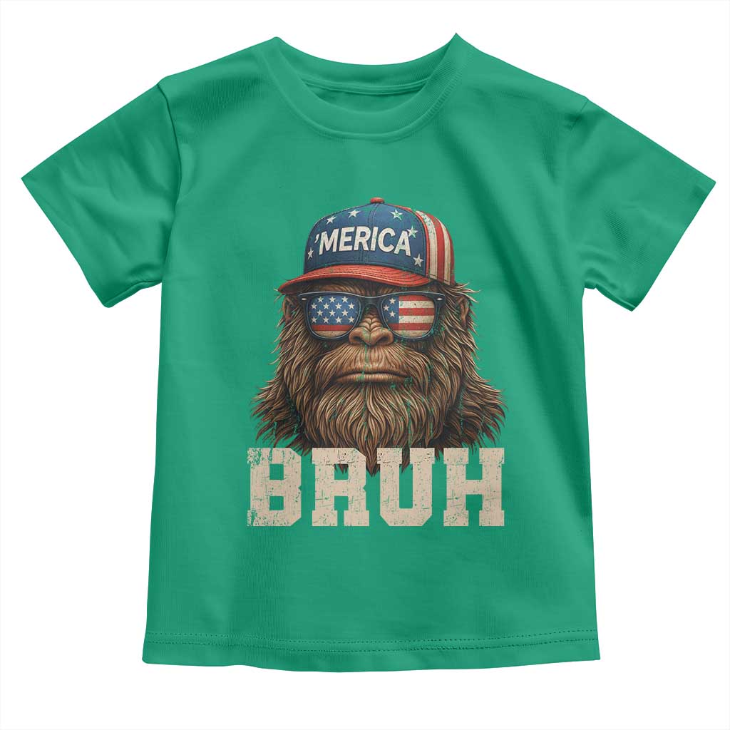 Bruh Bigfoot Merica Toddler T Shirt American Flag Patriotic 4th Of July - Wonder Print Shop