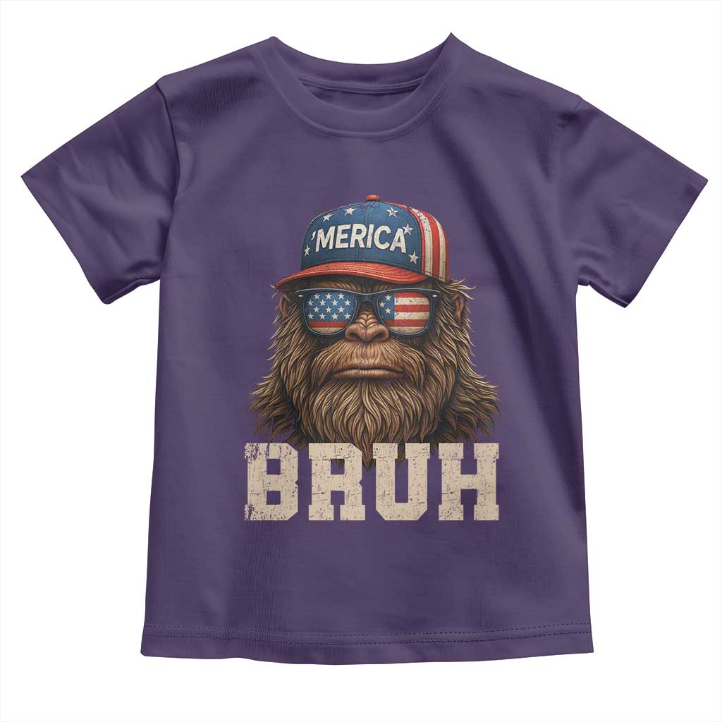 Bruh Bigfoot Merica Toddler T Shirt American Flag Patriotic 4th Of July - Wonder Print Shop