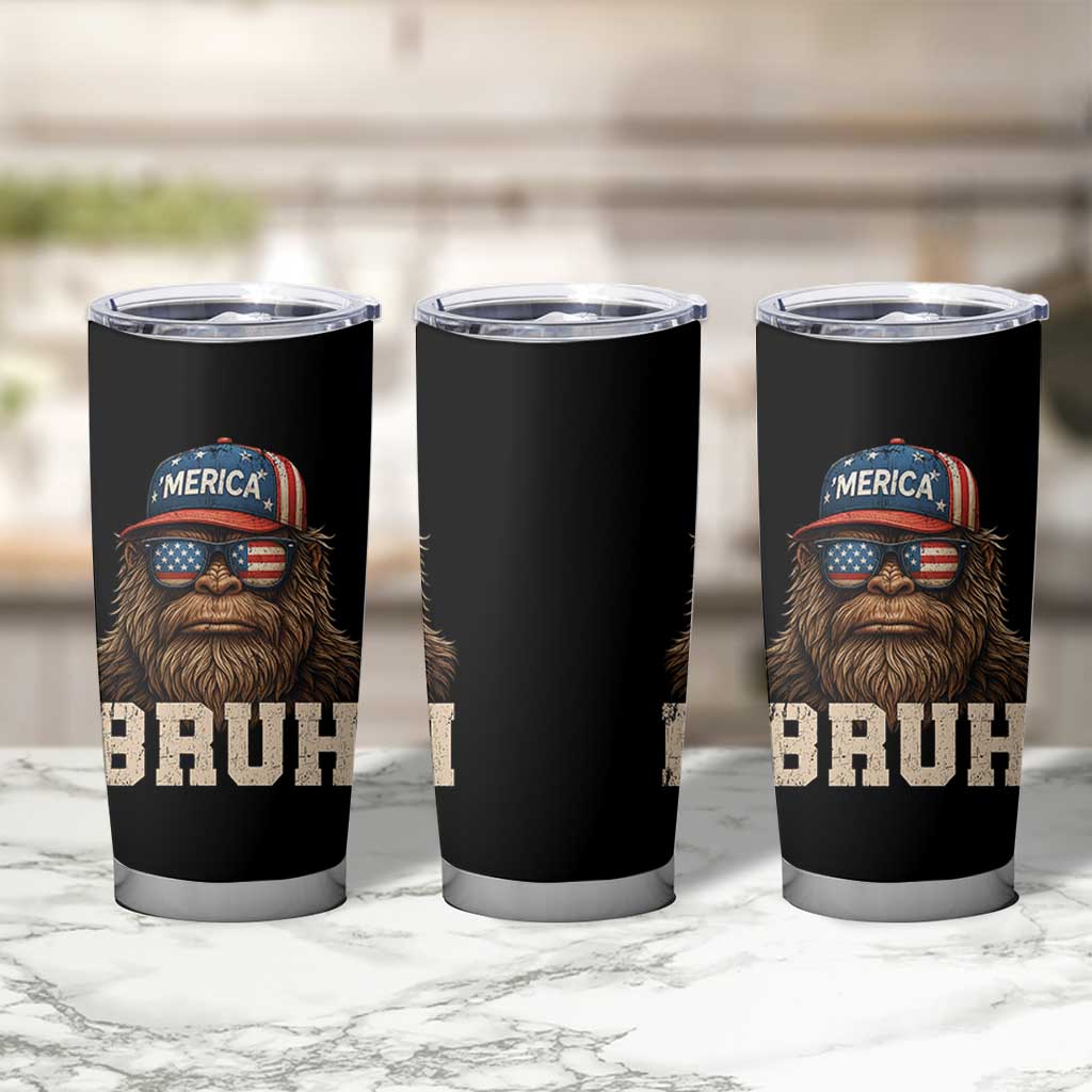 Bruh Bigfoot Merica Tumbler Cup American Flag Patriotic 4th Of July - Wonder Print Shop