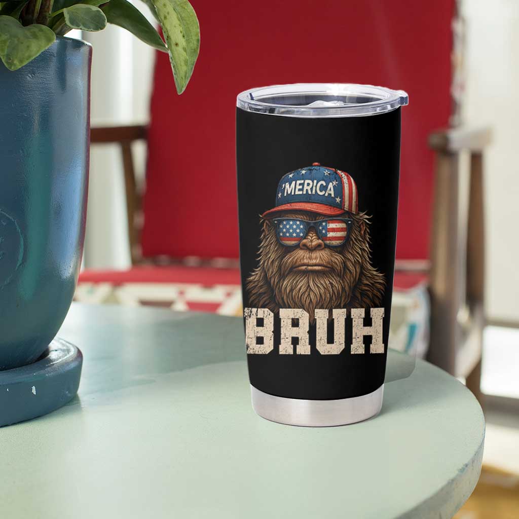 Bruh Bigfoot Merica Tumbler Cup American Flag Patriotic 4th Of July - Wonder Print Shop