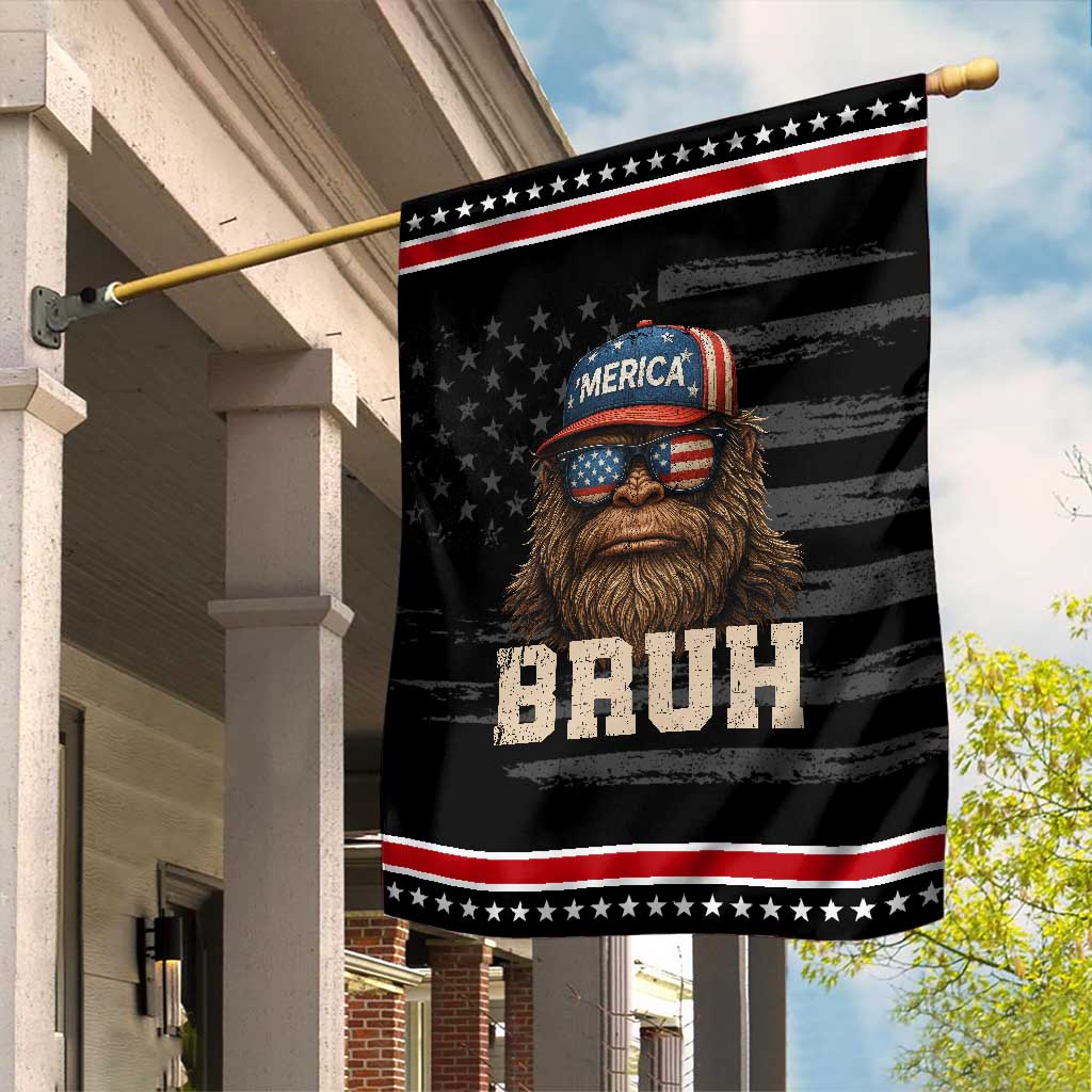 Bruh Bigfoot Merica Garden Flag American Flag Patriotic 4th Of July