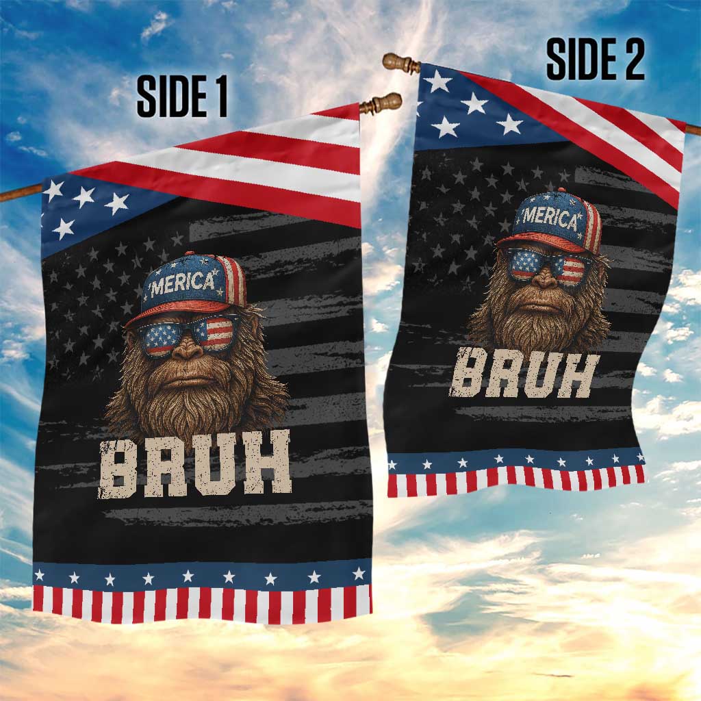 Bruh Bigfoot Merica Garden Flag American Flag Patriotic 4th Of July