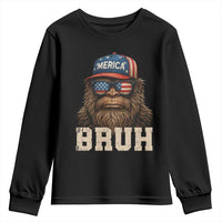 Bruh Bigfoot Merica Youth Sweatshirt American Flag Patriotic 4th Of July - Wonder Print Shop