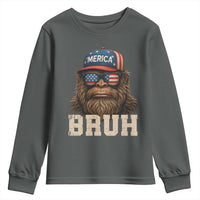 Bruh Bigfoot Merica Youth Sweatshirt American Flag Patriotic 4th Of July - Wonder Print Shop