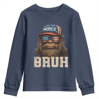 Bruh Bigfoot Merica Youth Sweatshirt American Flag Patriotic 4th Of July - Wonder Print Shop