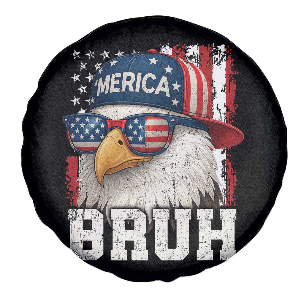 Bruh 'Merica Bald Eagle 4th of July Spare Tire Cover Patriotic USA Flag - Wonder Print Shop