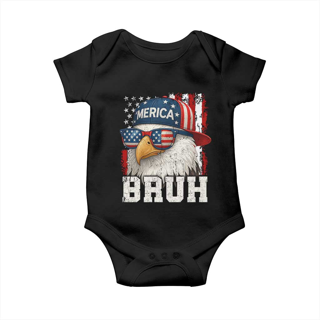 Bruh 'Merica Bald Eagle 4th of July Baby Onesie Patriotic USA Flag - Wonder Print Shop