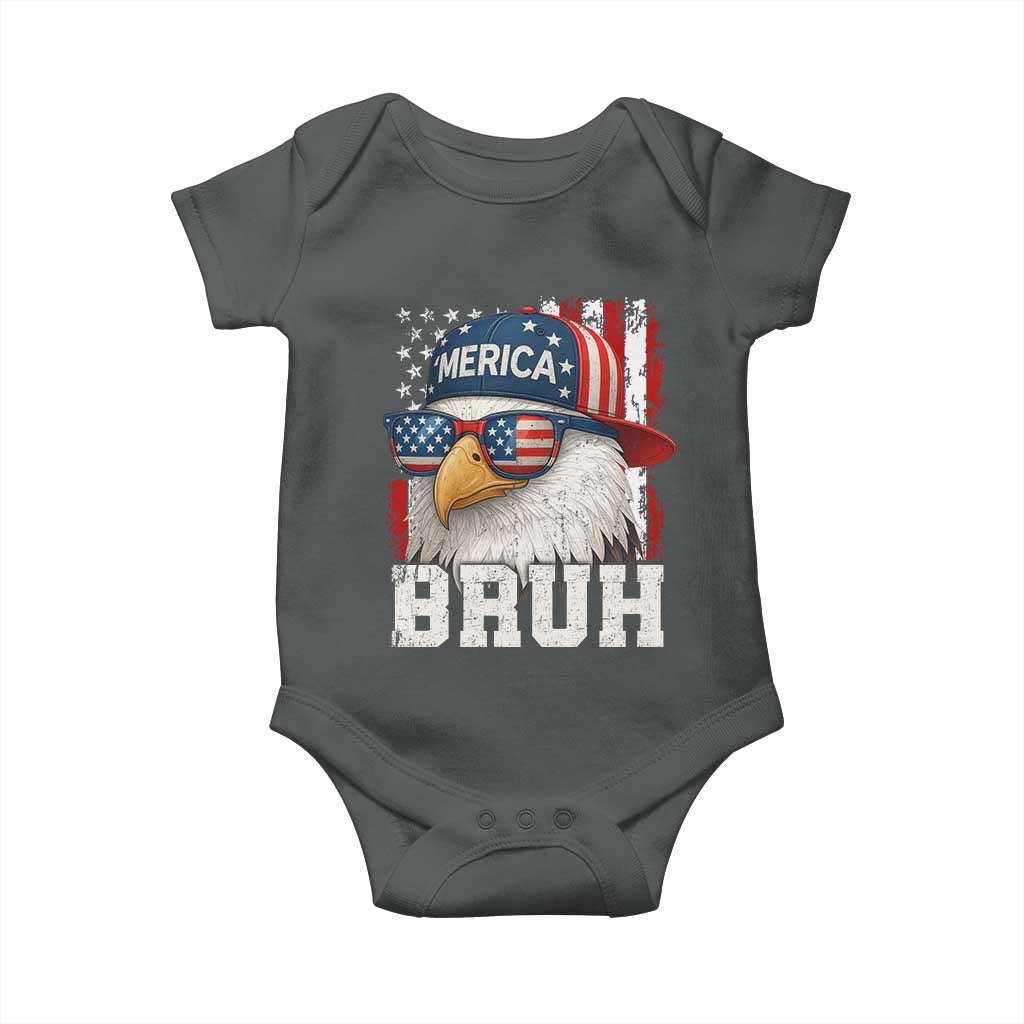 Bruh 'Merica Bald Eagle 4th of July Baby Onesie Patriotic USA Flag - Wonder Print Shop