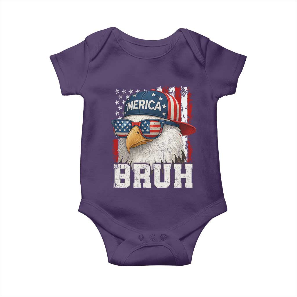 Bruh 'Merica Bald Eagle 4th of July Baby Onesie Patriotic USA Flag - Wonder Print Shop
