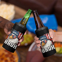 Bruh 'Merica Bald Eagle 4th of July 4 in 1 Can Cooler Tumbler Patriotic USA Flag - Wonder Print Shop