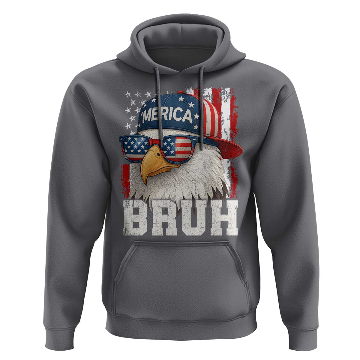 Bruh 'Merica Bald Eagle 4th of July Hoodie Patriotic USA Flag - Wonder Print Shop