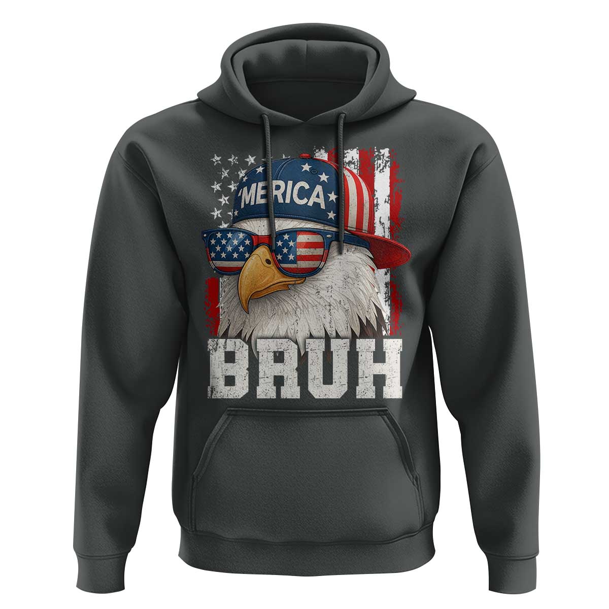 Bruh 'Merica Bald Eagle 4th of July Hoodie Patriotic USA Flag - Wonder Print Shop