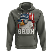 Bruh 'Merica Bald Eagle 4th of July Hoodie Patriotic USA Flag - Wonder Print Shop