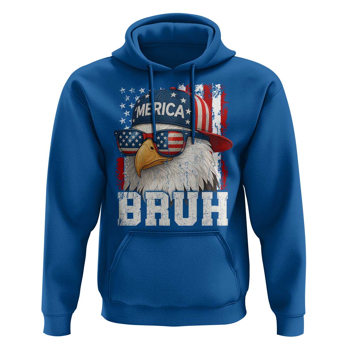 Bruh 'Merica Bald Eagle 4th of July Hoodie Patriotic USA Flag - Wonder Print Shop