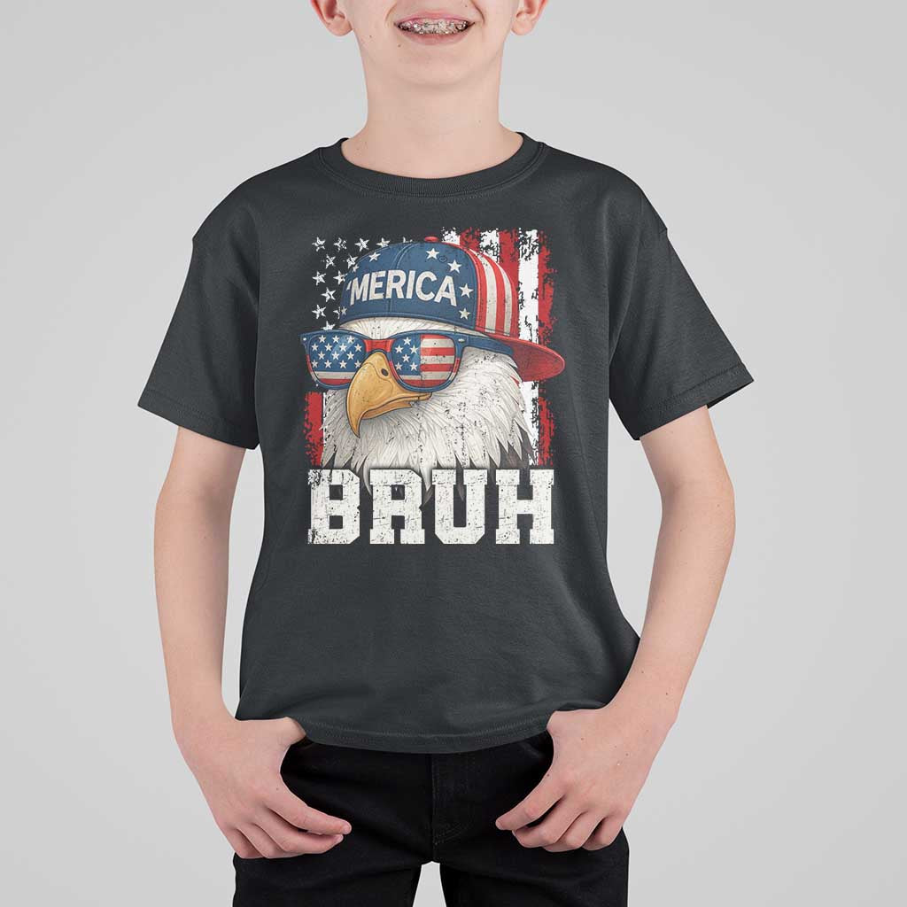 Bruh 'Merica Bald Eagle 4th of July T Shirt For Kid Patriotic USA Flag - Wonder Print Shop