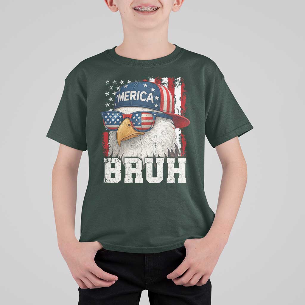 Bruh 'Merica Bald Eagle 4th of July T Shirt For Kid Patriotic USA Flag - Wonder Print Shop