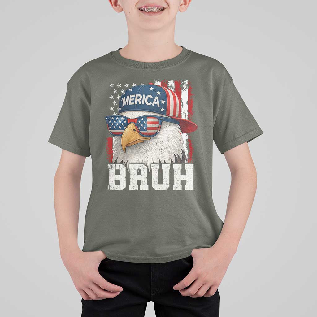 Bruh 'Merica Bald Eagle 4th of July T Shirt For Kid Patriotic USA Flag - Wonder Print Shop