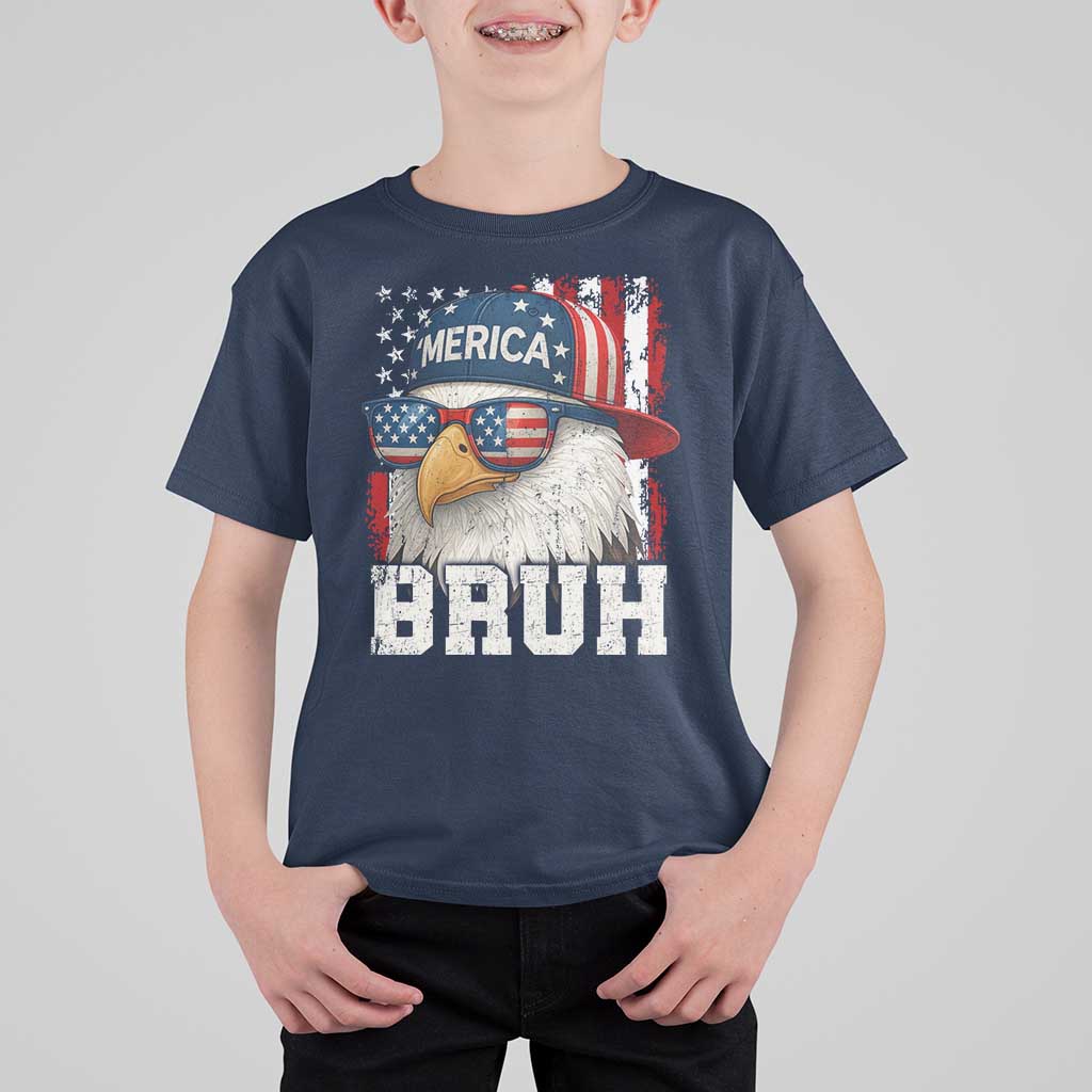 Bruh 'Merica Bald Eagle 4th of July T Shirt For Kid Patriotic USA Flag - Wonder Print Shop