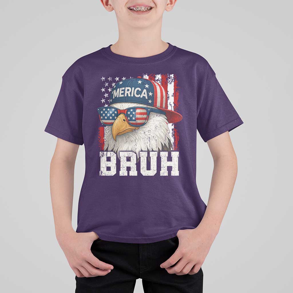 Bruh 'Merica Bald Eagle 4th of July T Shirt For Kid Patriotic USA Flag - Wonder Print Shop