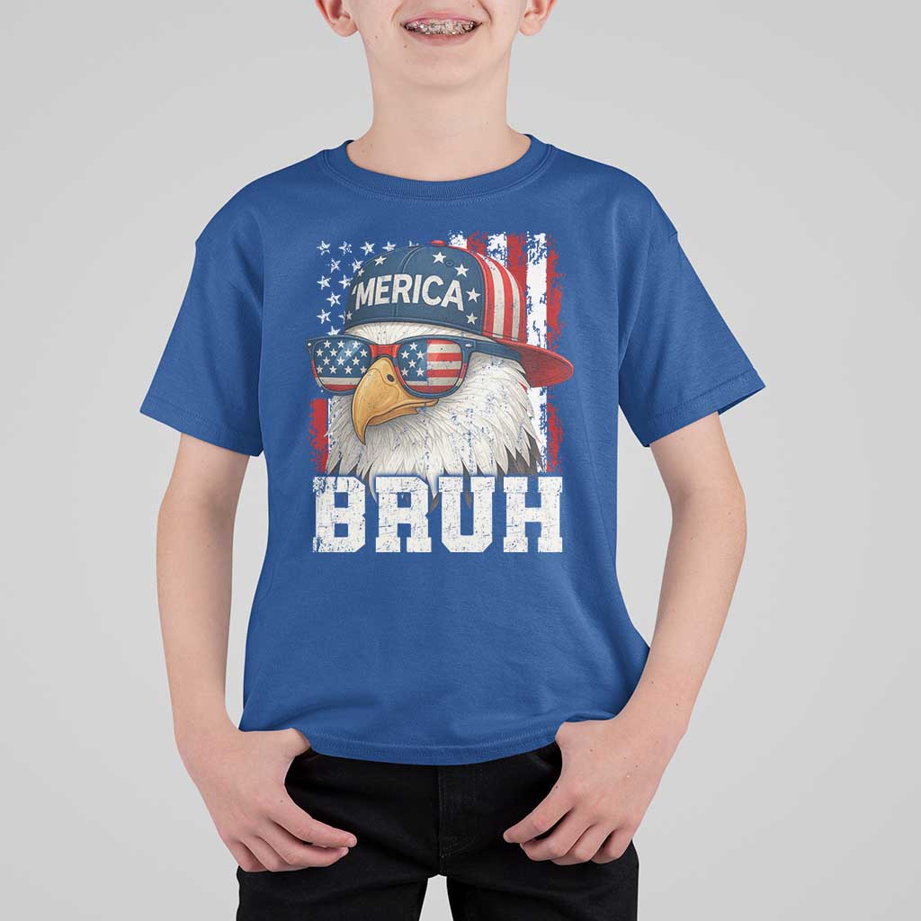 Bruh 'Merica Bald Eagle 4th of July T Shirt For Kid Patriotic USA Flag - Wonder Print Shop