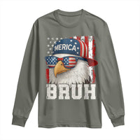 Bruh 'Merica Bald Eagle 4th of July Long Sleeve Shirt Patriotic USA Flag - Wonder Print Shop
