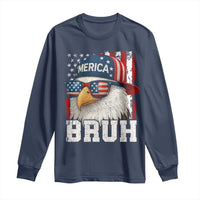 Bruh 'Merica Bald Eagle 4th of July Long Sleeve Shirt Patriotic USA Flag - Wonder Print Shop