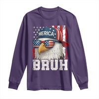Bruh 'Merica Bald Eagle 4th of July Long Sleeve Shirt Patriotic USA Flag - Wonder Print Shop