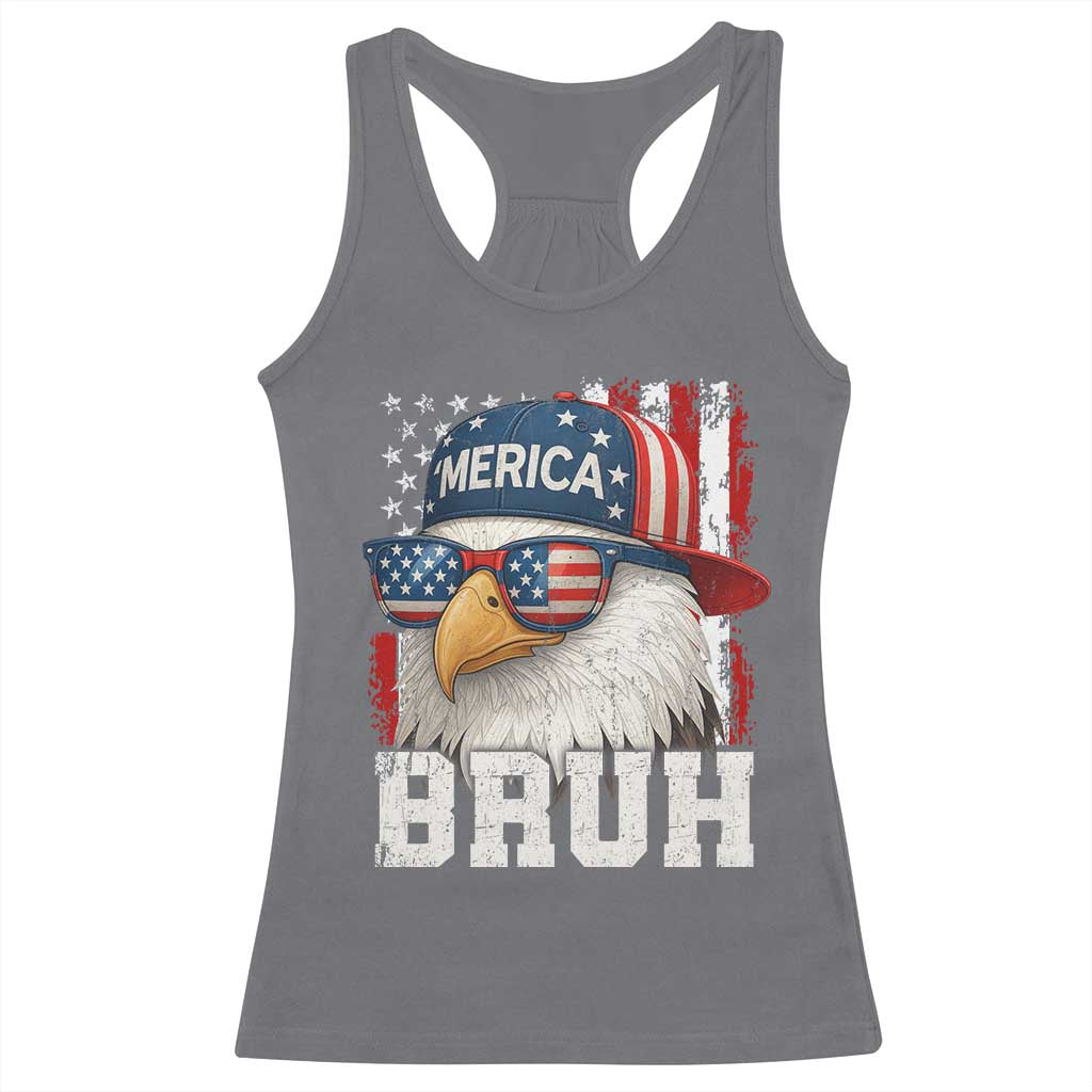 Bruh 'Merica Bald Eagle 4th of July Racerback Tank Top Patriotic USA Flag - Wonder Print Shop