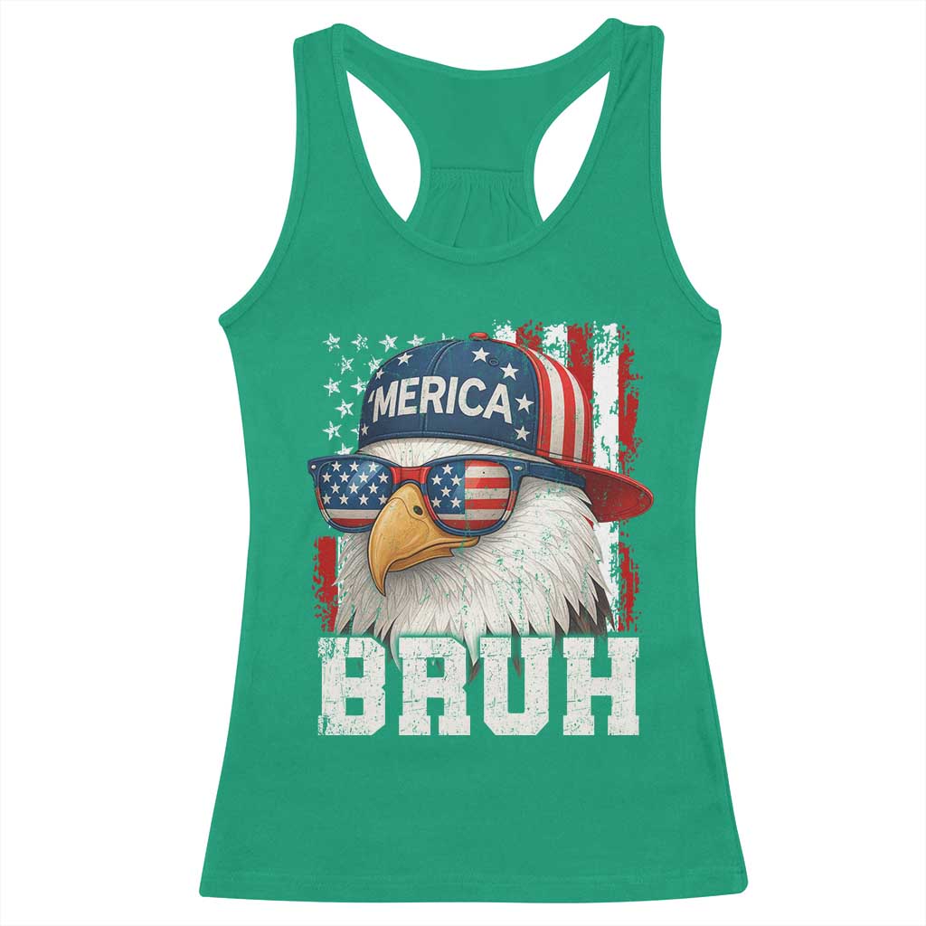 Bruh 'Merica Bald Eagle 4th of July Racerback Tank Top Patriotic USA Flag - Wonder Print Shop