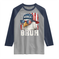 Bruh 'Merica Bald Eagle 4th of July Raglan Shirt Patriotic USA Flag - Wonder Print Shop