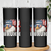 Bruh 'Merica Bald Eagle 4th of July Skinny Tumbler Patriotic USA Flag - Wonder Print Shop