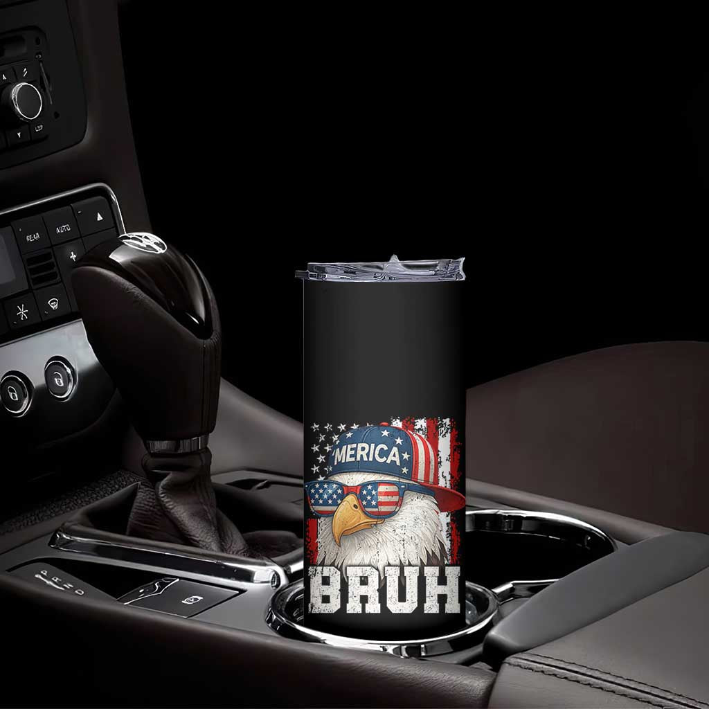 Bruh 'Merica Bald Eagle 4th of July Skinny Tumbler Patriotic USA Flag - Wonder Print Shop