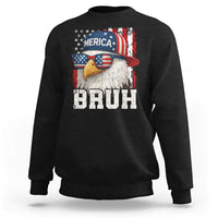 Bruh 'Merica Bald Eagle 4th of July Sweatshirt Patriotic USA Flag - Wonder Print Shop