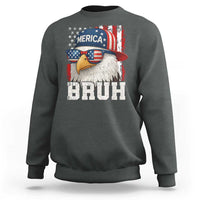 Bruh 'Merica Bald Eagle 4th of July Sweatshirt Patriotic USA Flag - Wonder Print Shop