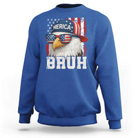 Bruh 'Merica Bald Eagle 4th of July Sweatshirt Patriotic USA Flag - Wonder Print Shop