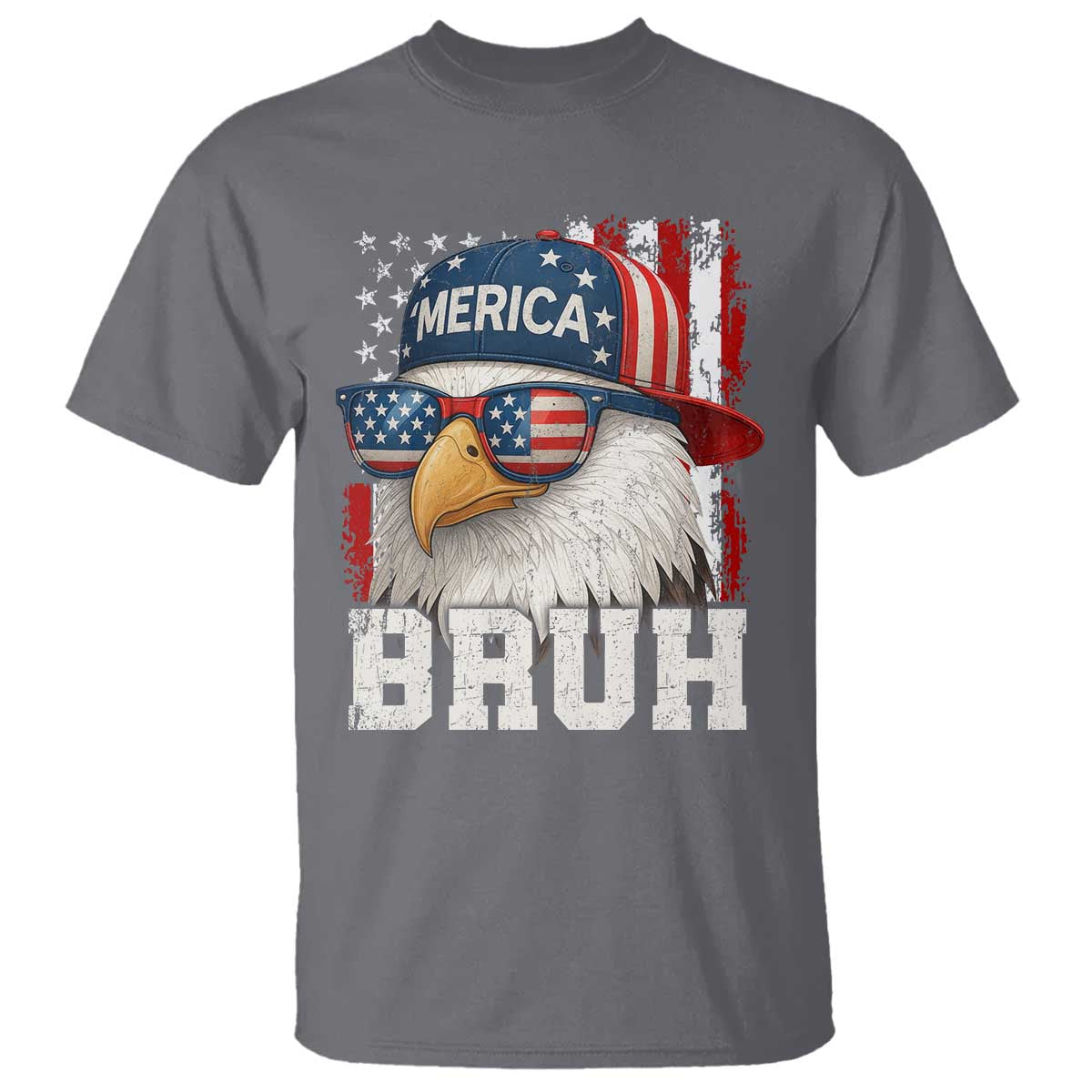 Bruh 'Merica Bald Eagle 4th of July T Shirt Patriotic USA Flag - Wonder Print Shop