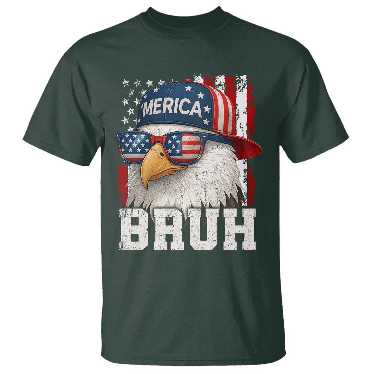 Bruh 'Merica Bald Eagle 4th of July T Shirt Patriotic USA Flag - Wonder Print Shop