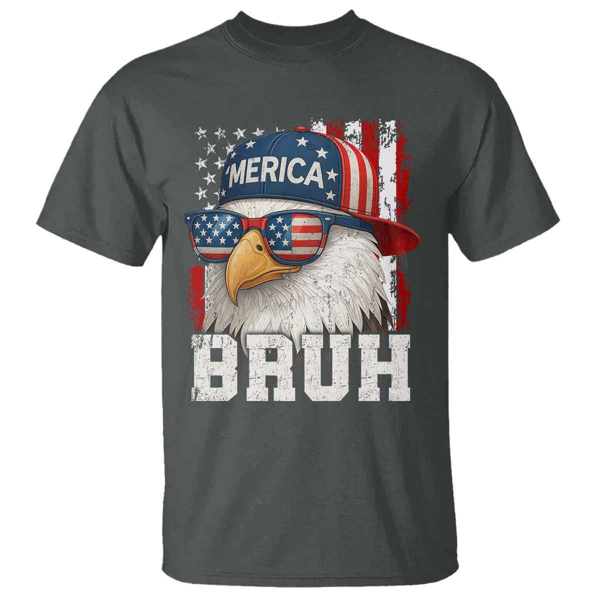 Bruh 'Merica Bald Eagle 4th of July T Shirt Patriotic USA Flag - Wonder Print Shop