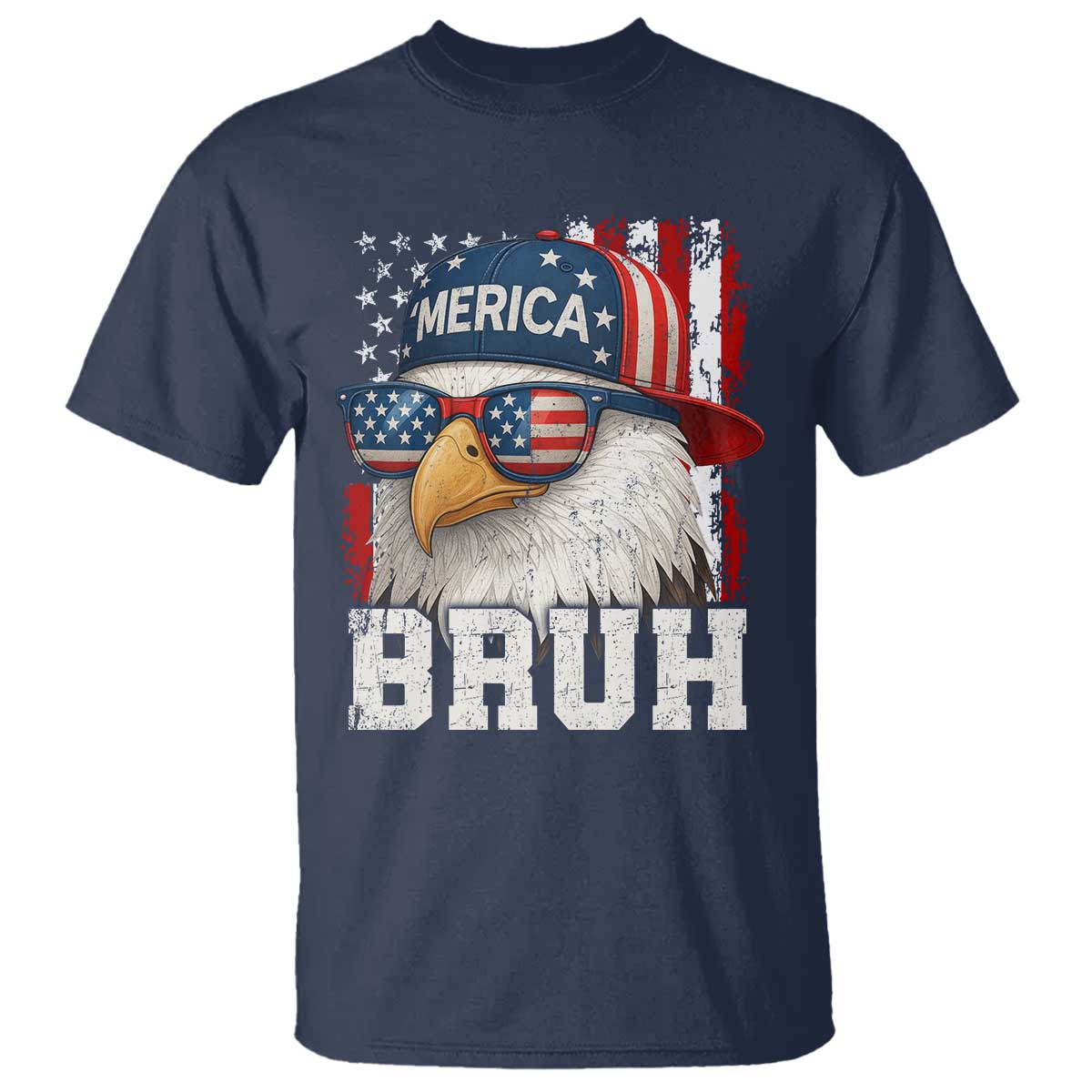 Bruh 'Merica Bald Eagle 4th of July T Shirt Patriotic USA Flag - Wonder Print Shop