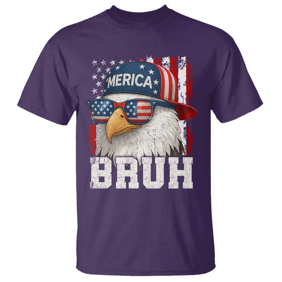 Bruh 'Merica Bald Eagle 4th of July T Shirt Patriotic USA Flag - Wonder Print Shop