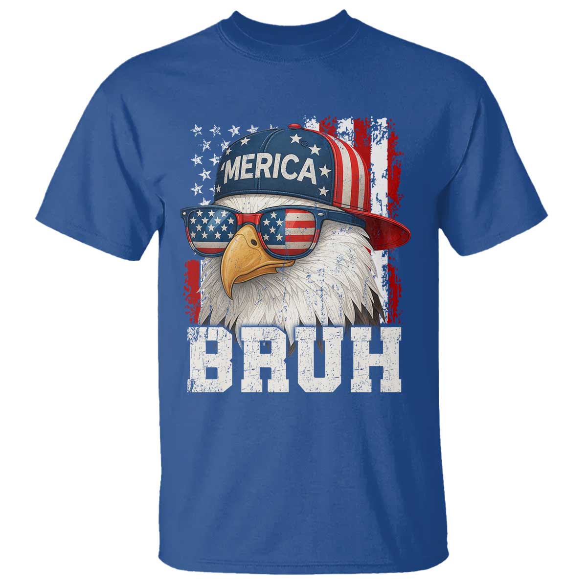 Bruh 'Merica Bald Eagle 4th of July T Shirt Patriotic USA Flag - Wonder Print Shop