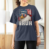 Bruh 'Merica Bald Eagle 4th of July T Shirt For Women Patriotic USA Flag - Wonder Print Shop