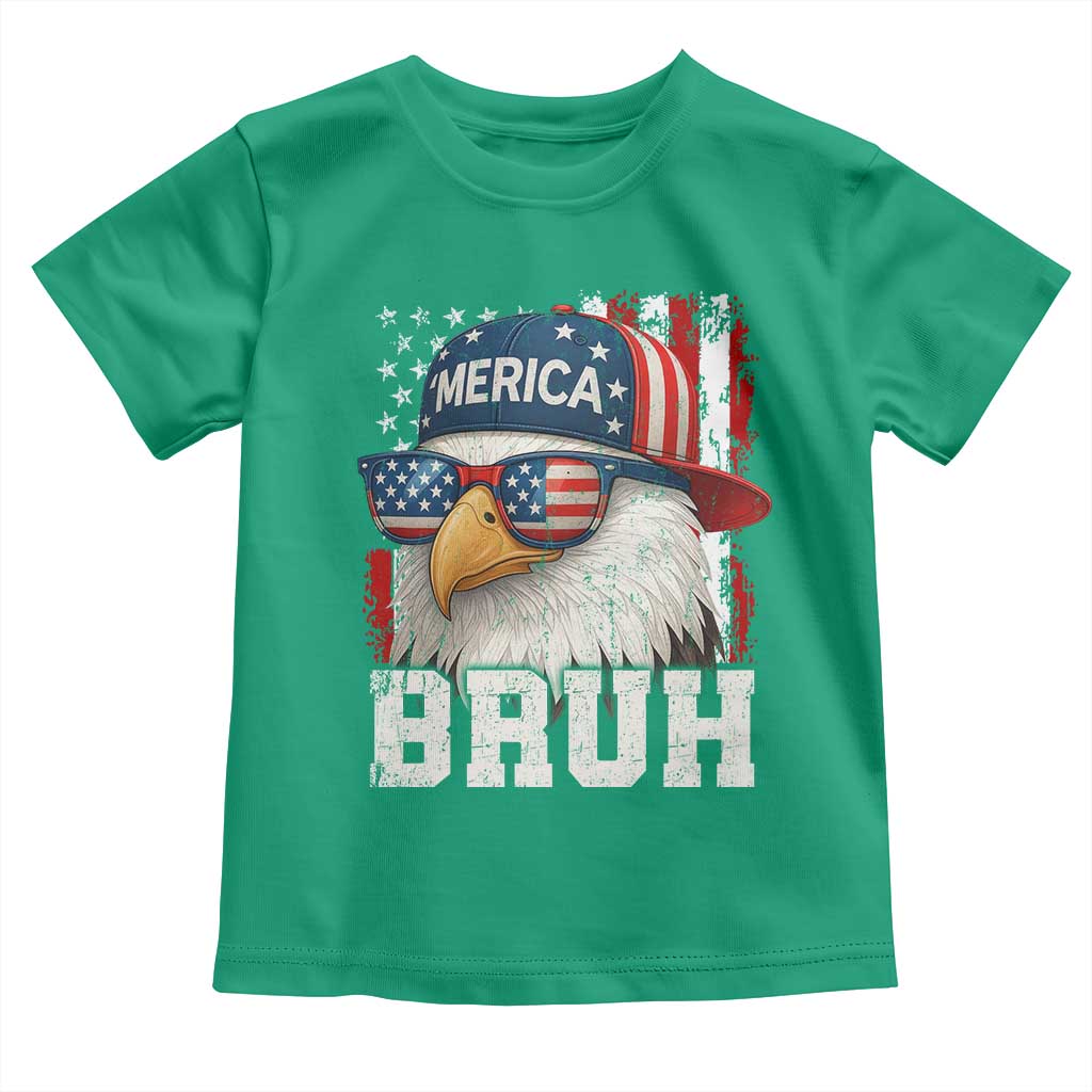 Bruh 'Merica Bald Eagle 4th of July Toddler T Shirt Patriotic USA Flag - Wonder Print Shop