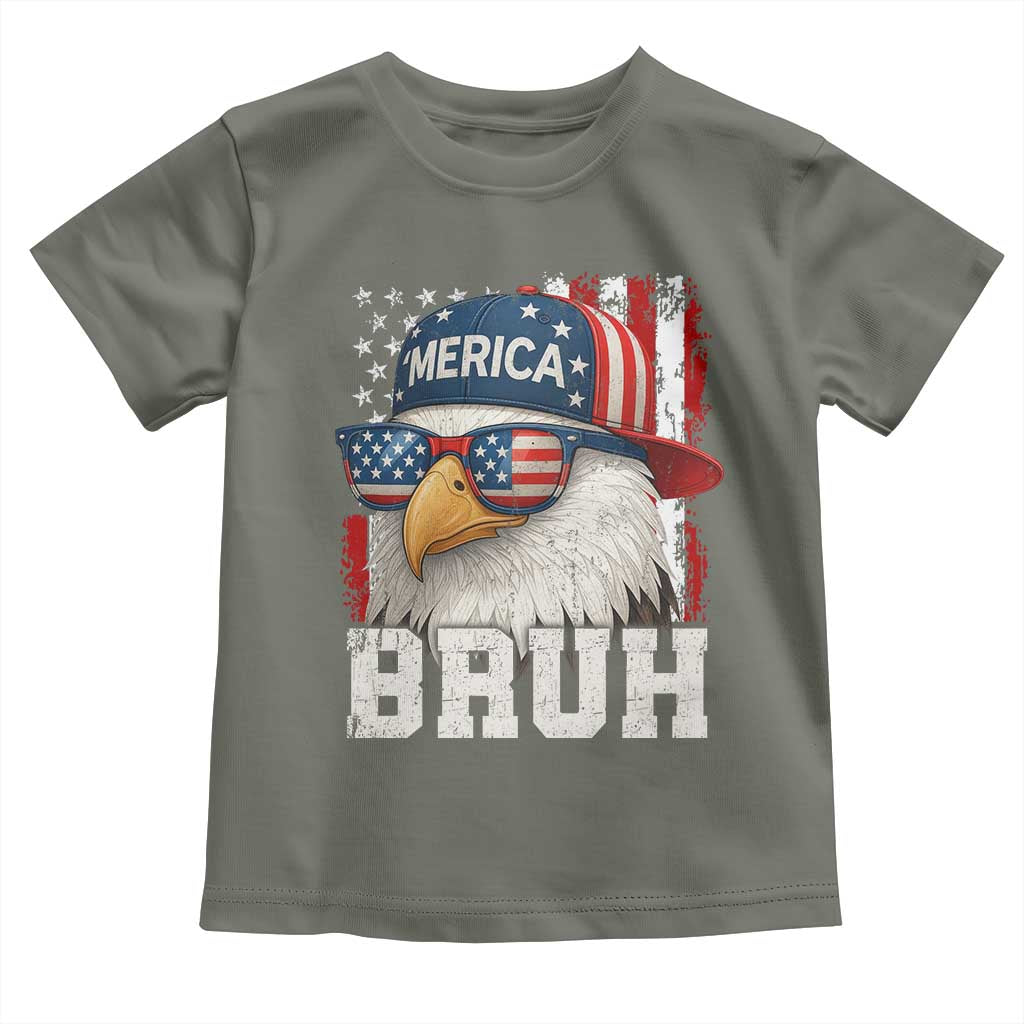 Bruh 'Merica Bald Eagle 4th of July Toddler T Shirt Patriotic USA Flag - Wonder Print Shop