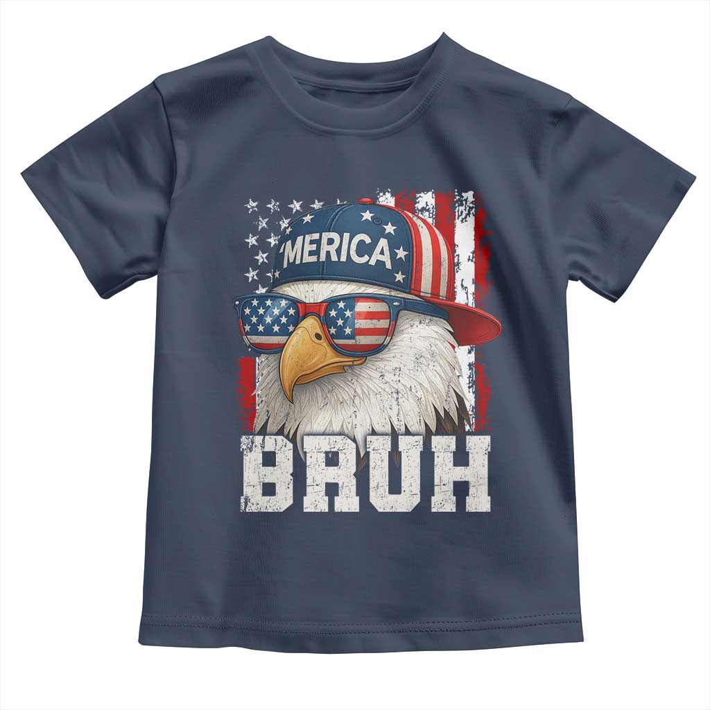 Bruh 'Merica Bald Eagle 4th of July Toddler T Shirt Patriotic USA Flag - Wonder Print Shop