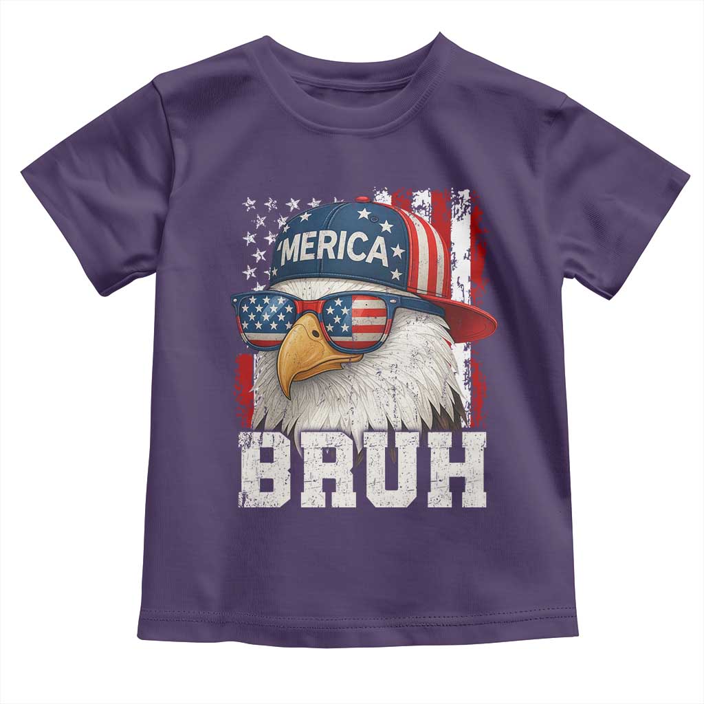 Bruh 'Merica Bald Eagle 4th of July Toddler T Shirt Patriotic USA Flag - Wonder Print Shop