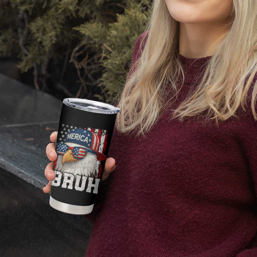 Bruh 'Merica Bald Eagle 4th of July Tumbler Cup Patriotic USA Flag - Wonder Print Shop