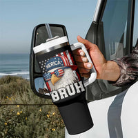 Bruh 'Merica Bald Eagle 4th of July Tumbler With Handle Patriotic USA Flag - Wonder Print Shop
