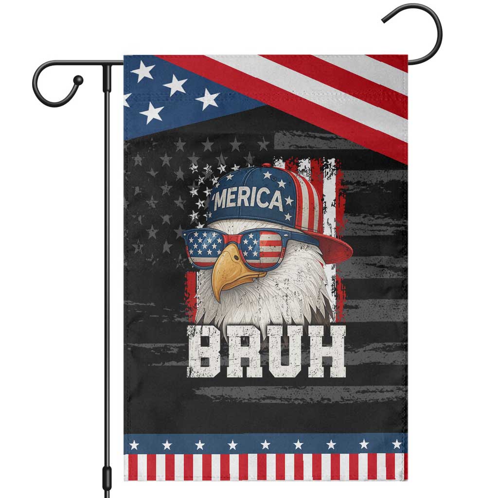 Bruh 'Merica Bald Eagle 4th of July Garden Flag Patriotic USA Flag