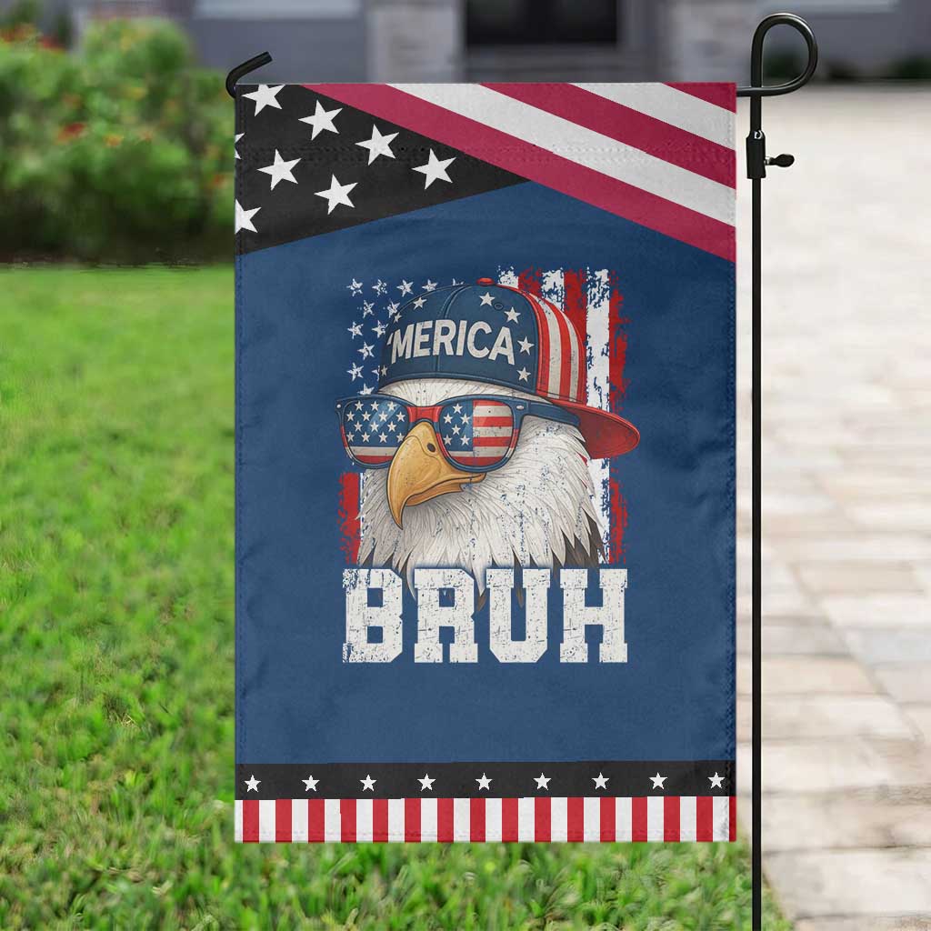 Bruh 'Merica Bald Eagle 4th of July Garden Flag Patriotic USA Flag